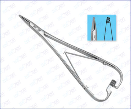 Mathieu needle holder with narrow tip half 1-2 and double spring stainless steel surgical instrument for precise suturing and secure needle grip