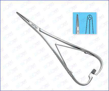 Mathieu needle holder with Smaha hole tip and double spring stainless steel surgical instrument for precise suturing and secure needle grip