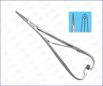 Mathieu needle holder with Smaha hole tip and single spring stainless steel surgical instrument for precise suturing and secure needle grip