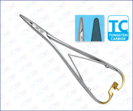 Mathieu needle holder with standard tip TC and double spring stainless steel surgical instrument for precise suturing and secure needle grip