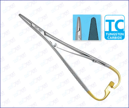 Mathieu needle holder with standard tip TC and single spring stainless steel surgical instrument for precise suturing and secure needle grip