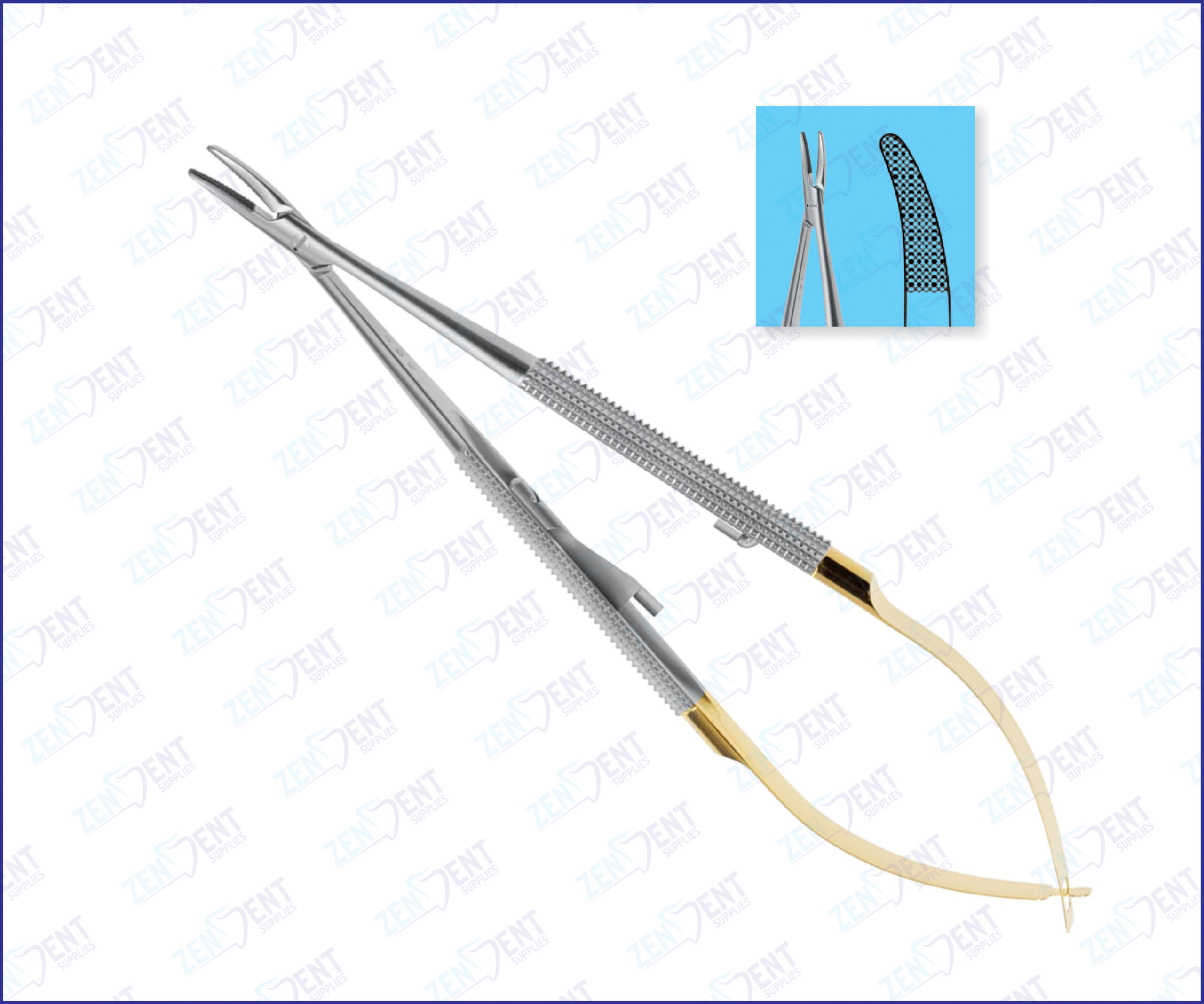 Castroviejo Needle Holder Curved TC with Knurled Handles